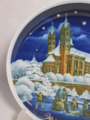 Тарелка декоративная винтажная Royal Tettau Bavaria &quot;Рождество&quot;, фарфор, 19.5 см, Германия, 1995 год