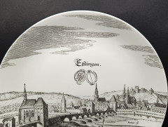 Тарелка декоративная винтажная Altenkunstadt / Elektror 50 лет &quot;Еблинген&quot;, юбилейная, фарфор, 30 см, Германия, 1970-80гг.