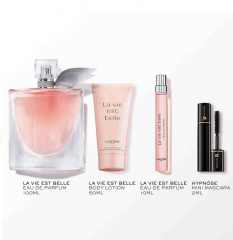 LANCOME LA VIE EST BELLE AUGEN-MAKE-UP-SET Подарочный набор &quot;LA VIE EST BELLE&quot;, ограниченный выпуск 2024 года: парфюмерная вода 100мл и 10мл, лосьон для тела 50мл, тушь для ресниц HYPNOSE 2мл