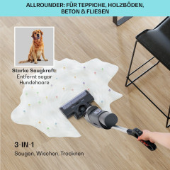 Klarstein Klarstein Akku-Hand-und Stielstaubsauger Caswell Plus, 150 W, beutellos, Nass Trocken Sauger Akku Kabellos Beutellos LED 150  Беспроводной ручной и стержневой пылесос Klarstein Caswell Plus, 150 Вт, без мешка, пылесос для влажной и сухой уборки,