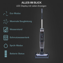 Klarstein Klarstein Akku-Hand-und Stielstaubsauger Caswell Plus, 150 W, beutellos, Nass Trocken Sauger Akku Kabellos Beutellos LED 150  Беспроводной ручной и стержневой пылесос Klarstein Caswell Plus, 150 Вт, без мешка, пылесос для влажной и сухой уборки,