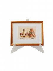 Картина винтажная &quot;Флоренция. Вид на город&quot; /  худ. А.Сукуллиа, в раме, 19,5 х 15 см, Италия, 1994 год.